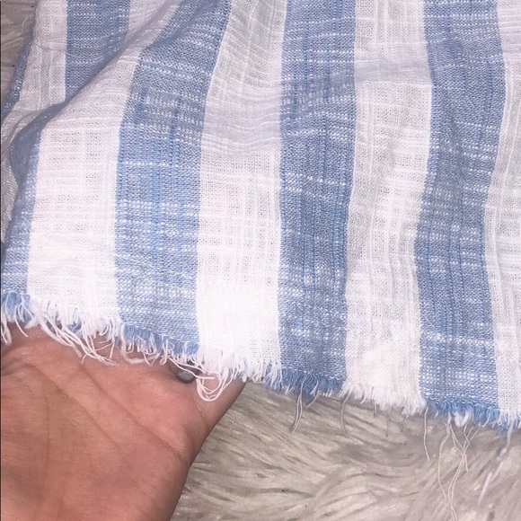 Free People Away At Sea Blue Striped Cotton Top - Picture 9 of 9